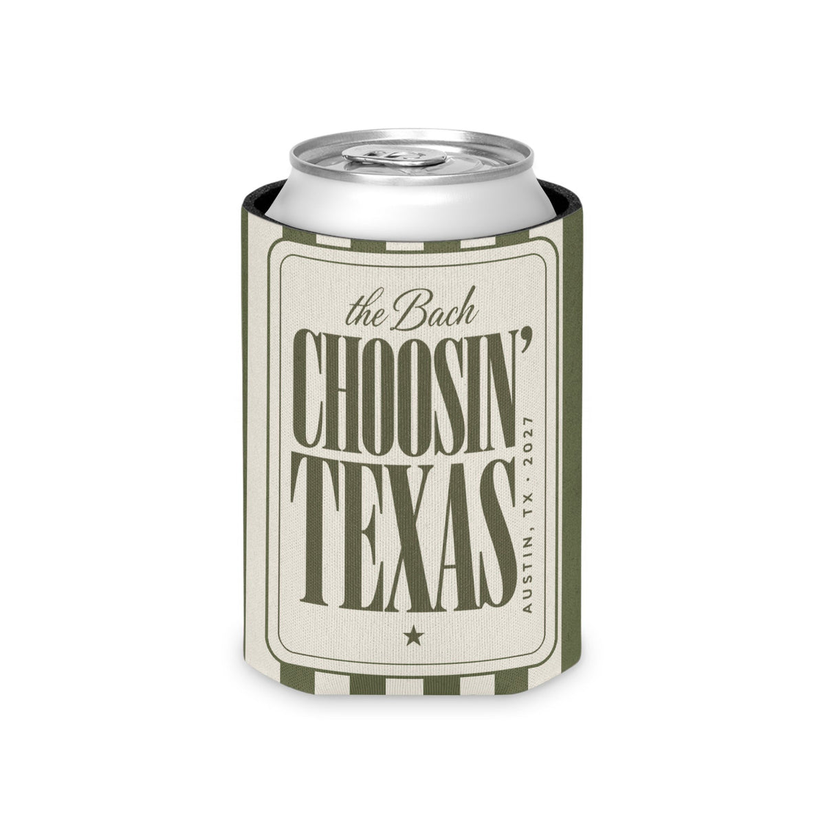 Choosin' Texas striped can cooler, Moss