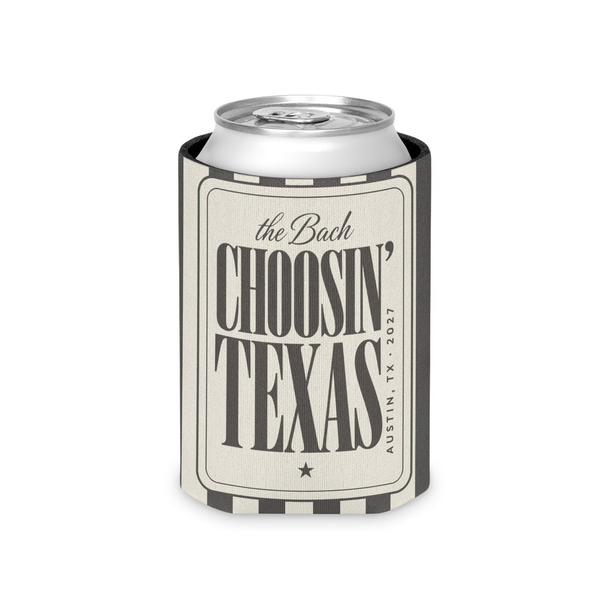 Choosin' Texas striped can cooler, Pepper
