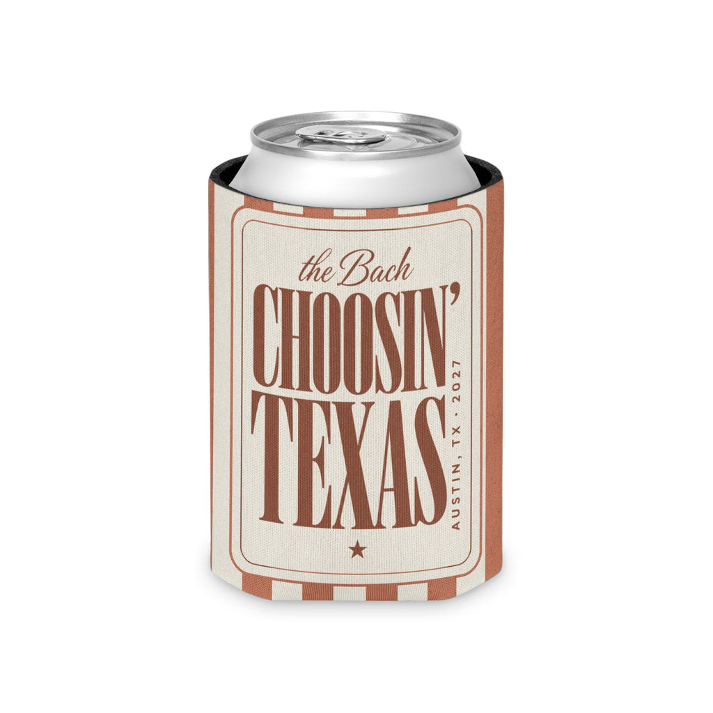 Choosin' Texas striped can cooler, Terracotta