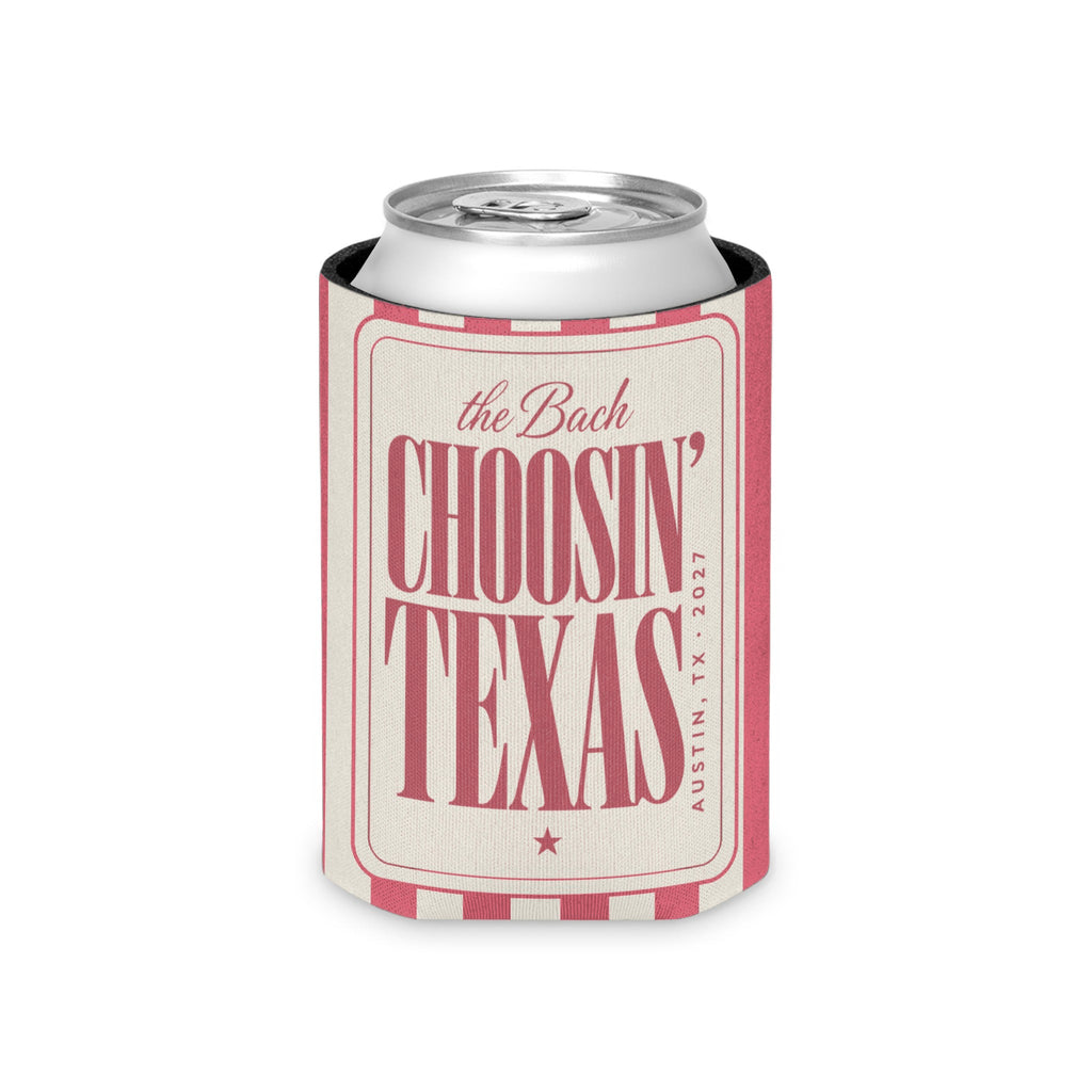 Choosin' Texas striped can cooler, Watermelon
