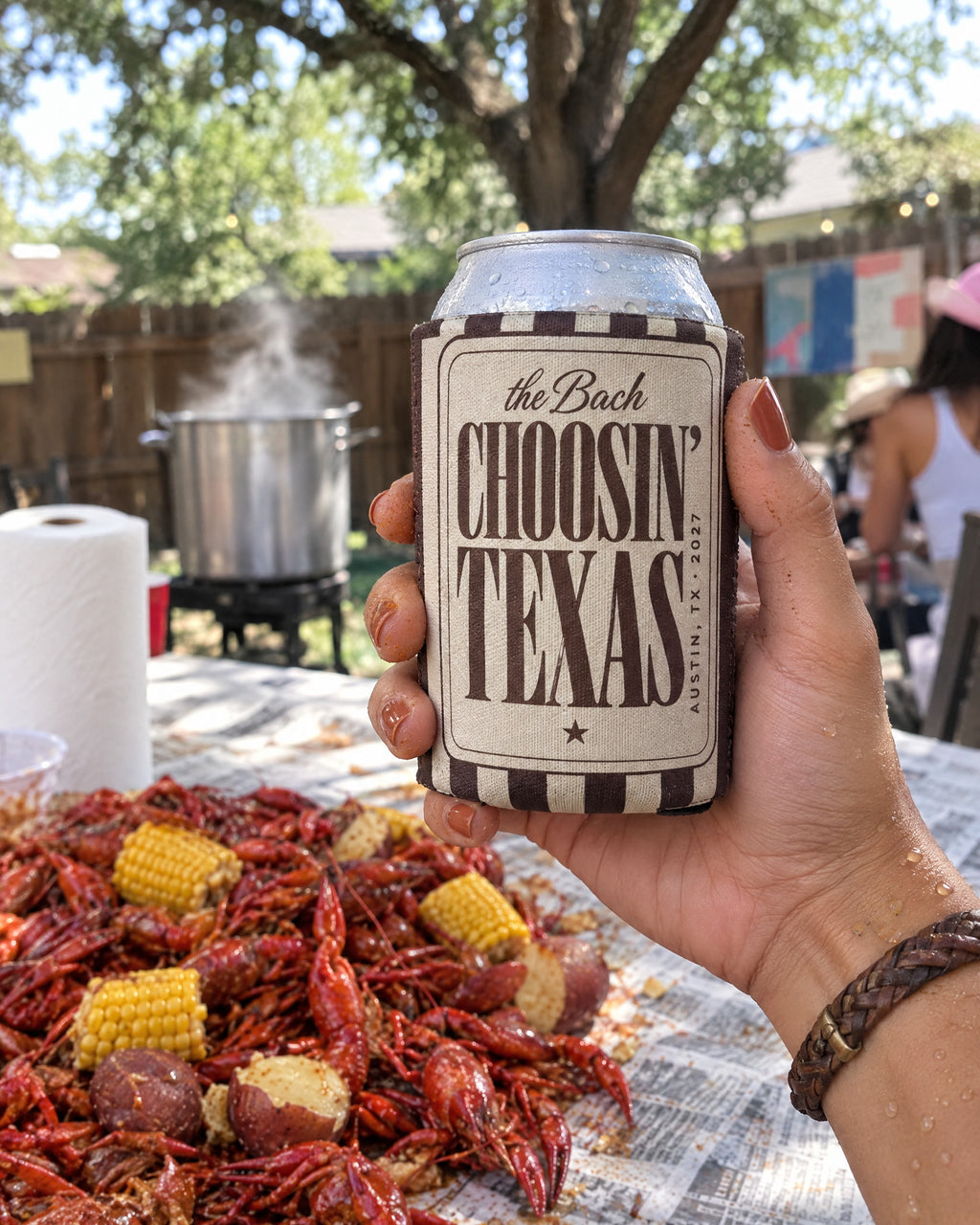 Choosin' Texas can coolers on a bachelorette trip with the crew