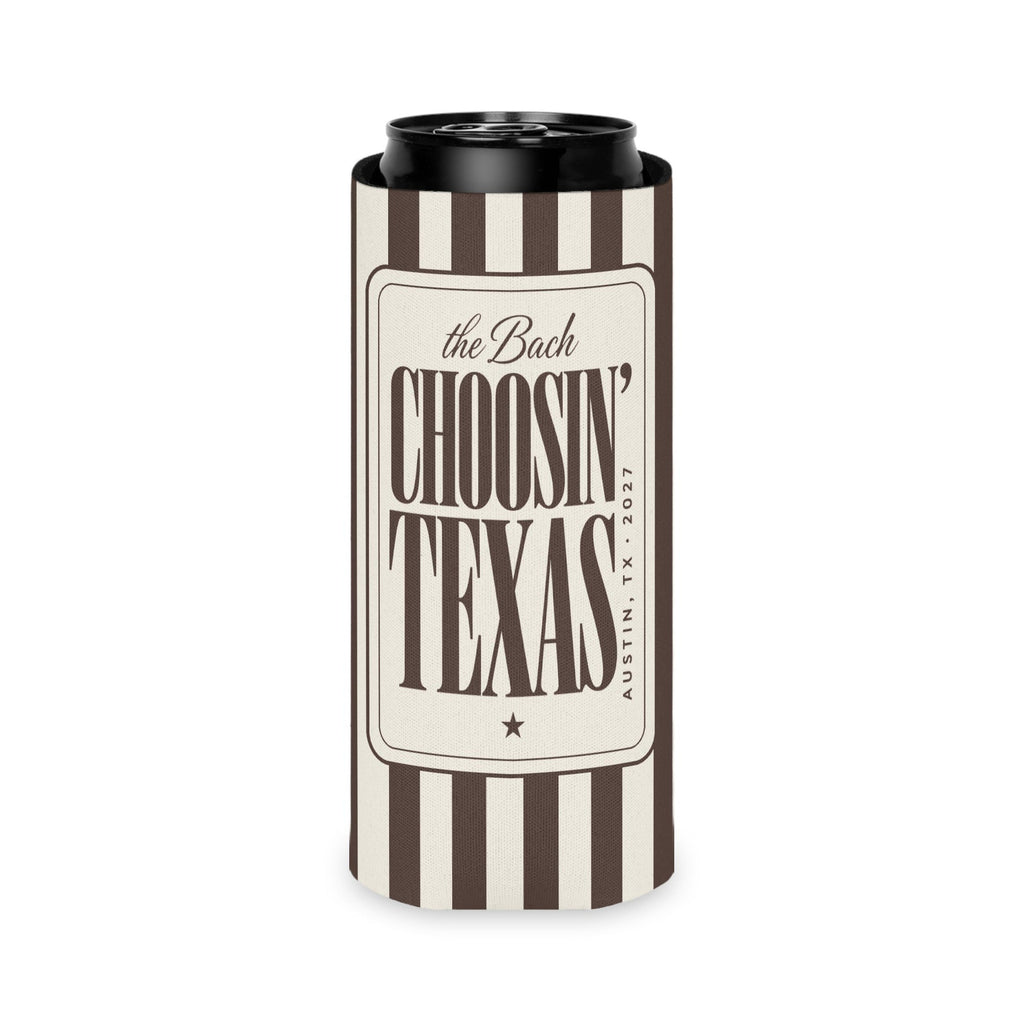 Choosin' Texas slim can cooler for tall seltzer cans, Espresso