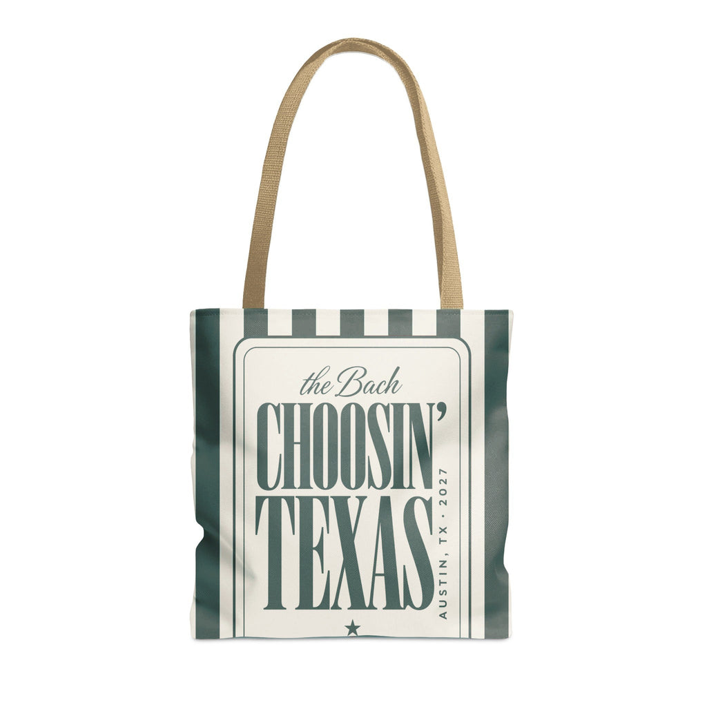 Choosin' Texas striped tote bag, Blue Spruce