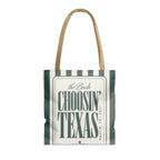 Choosin' Texas striped tote bag, Blue Spruce