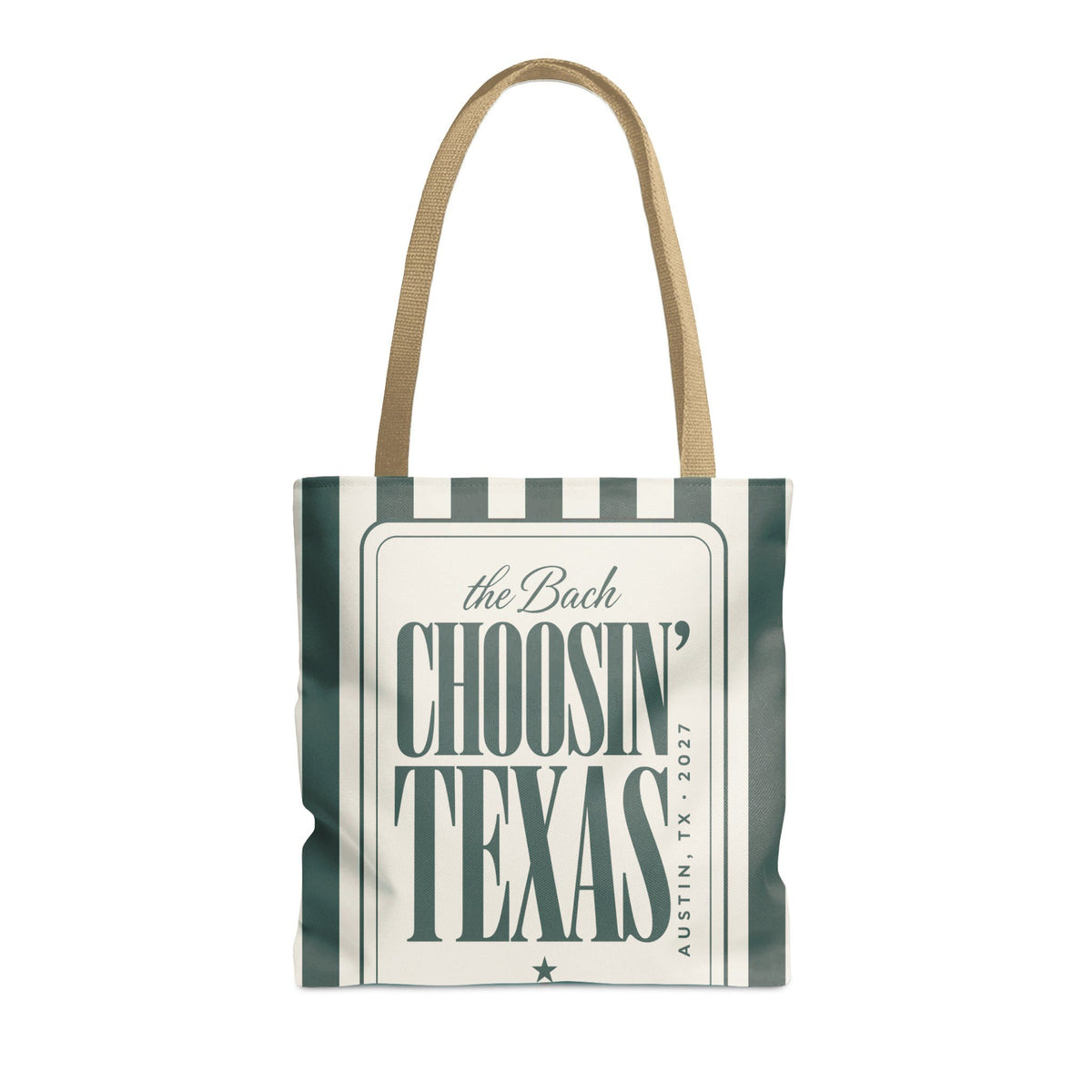 Choosin' Texas striped tote bag, Blue Spruce