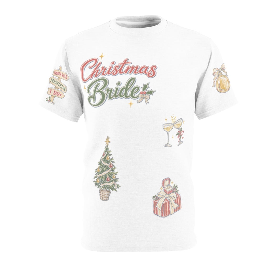 Christmas Bride Doodles T-shirt, flat front