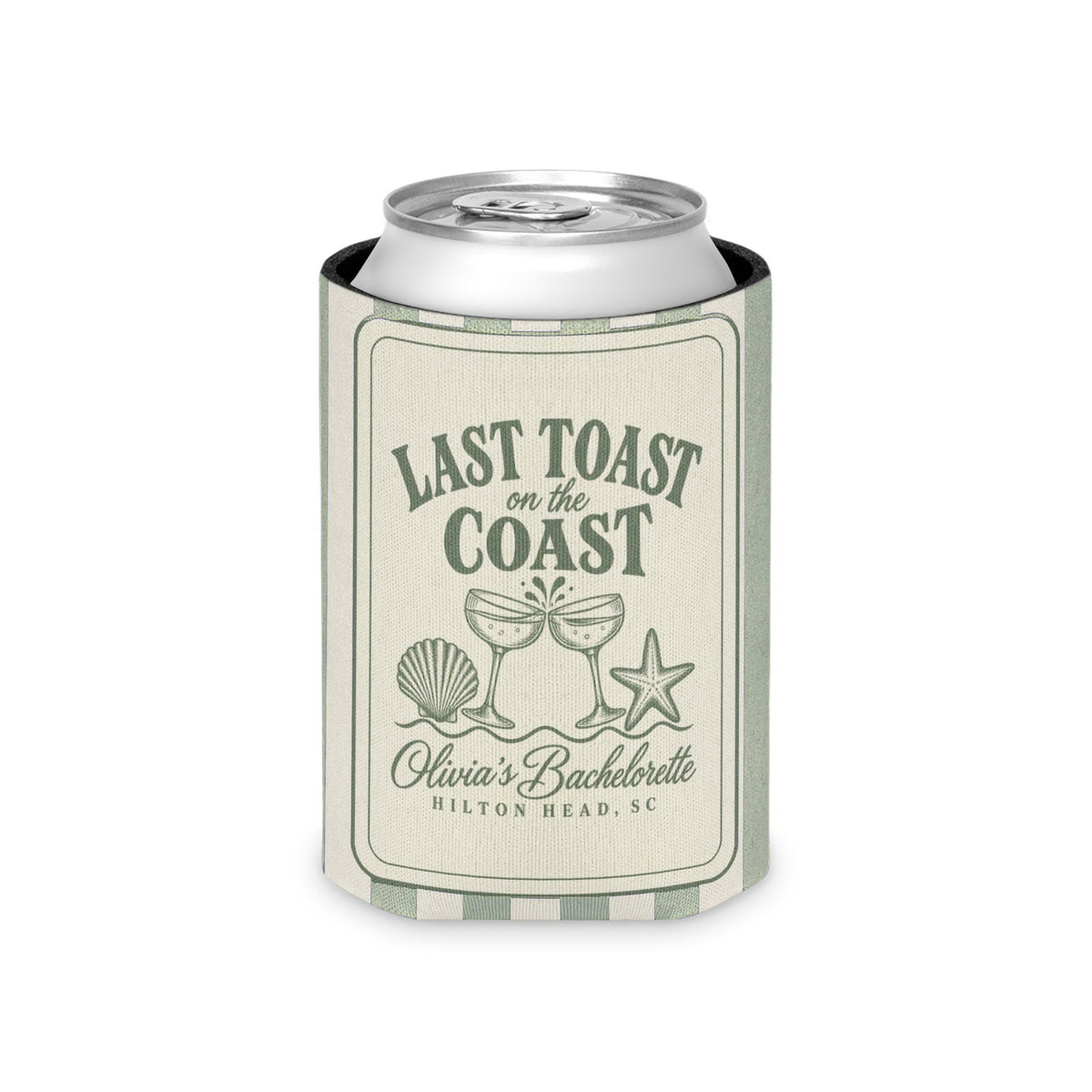 Last Toast On The Coast can cooler, Regular, Bay stripes