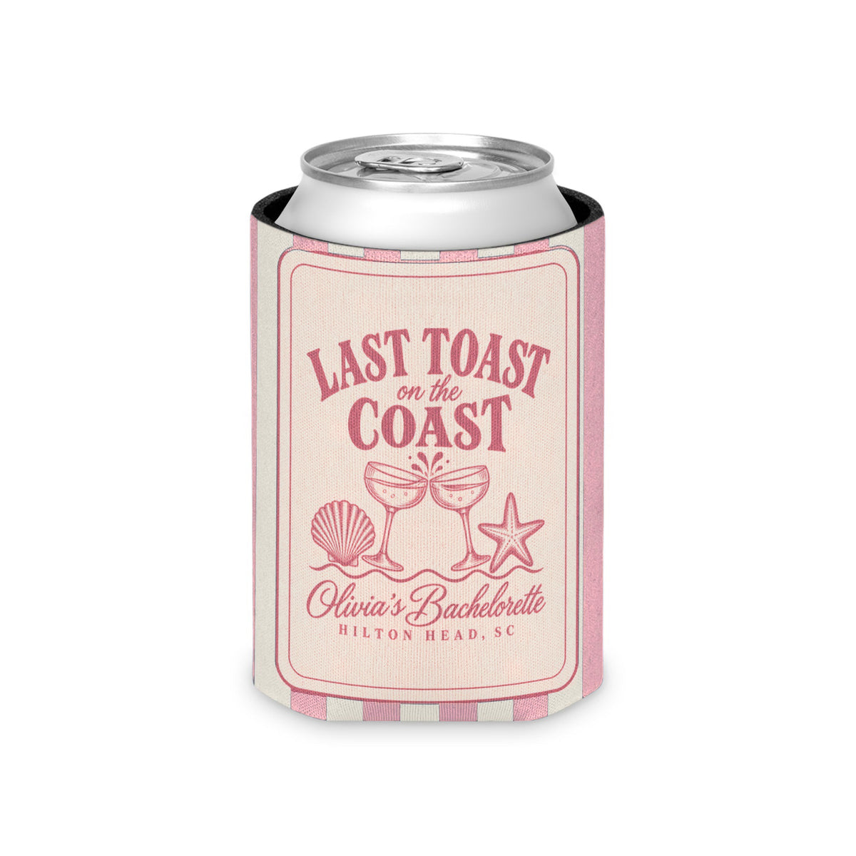 Last Toast On The Coast can cooler, Regular, Blossom stripes