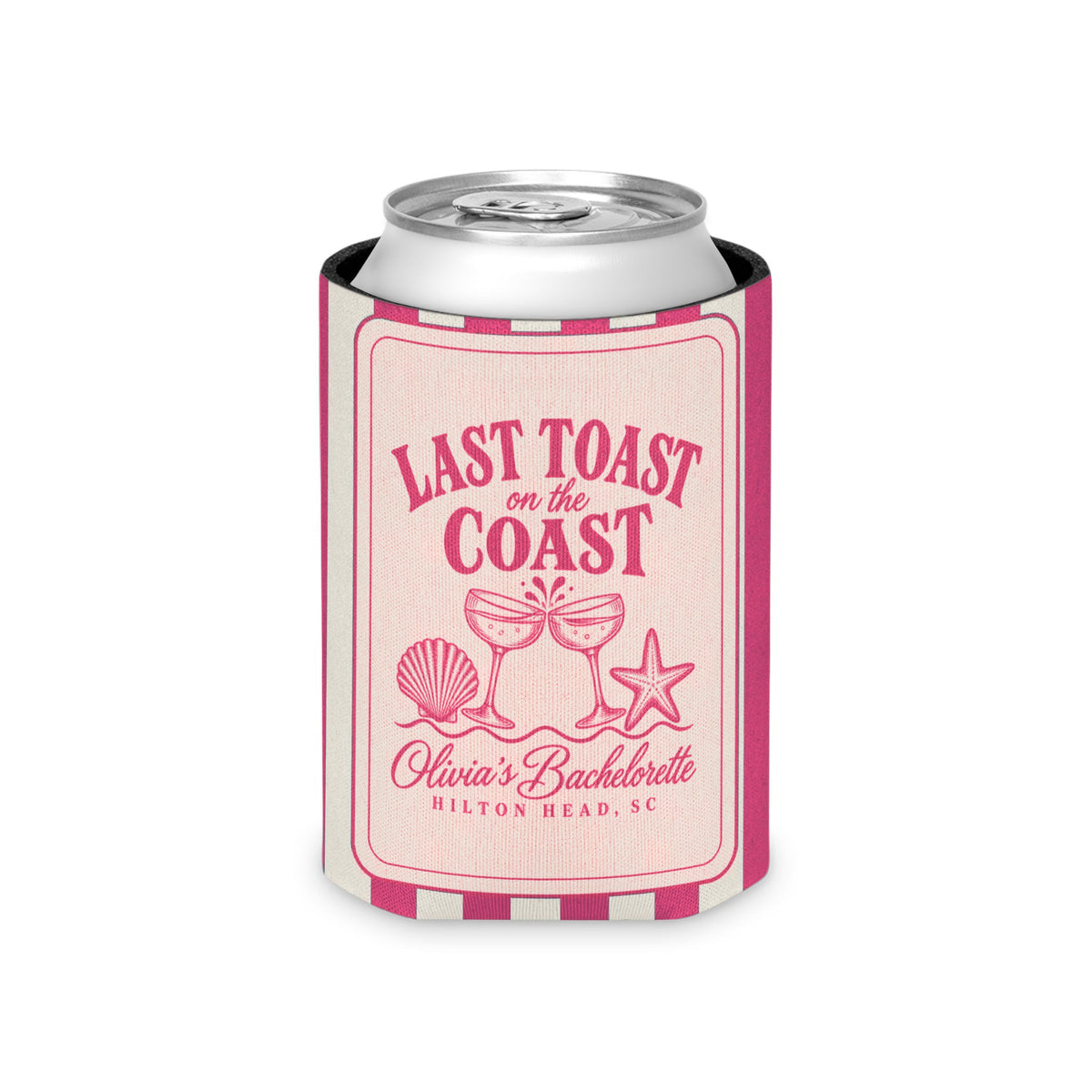 Last Toast On The Coast can cooler, Regular, Crunchberry stripes