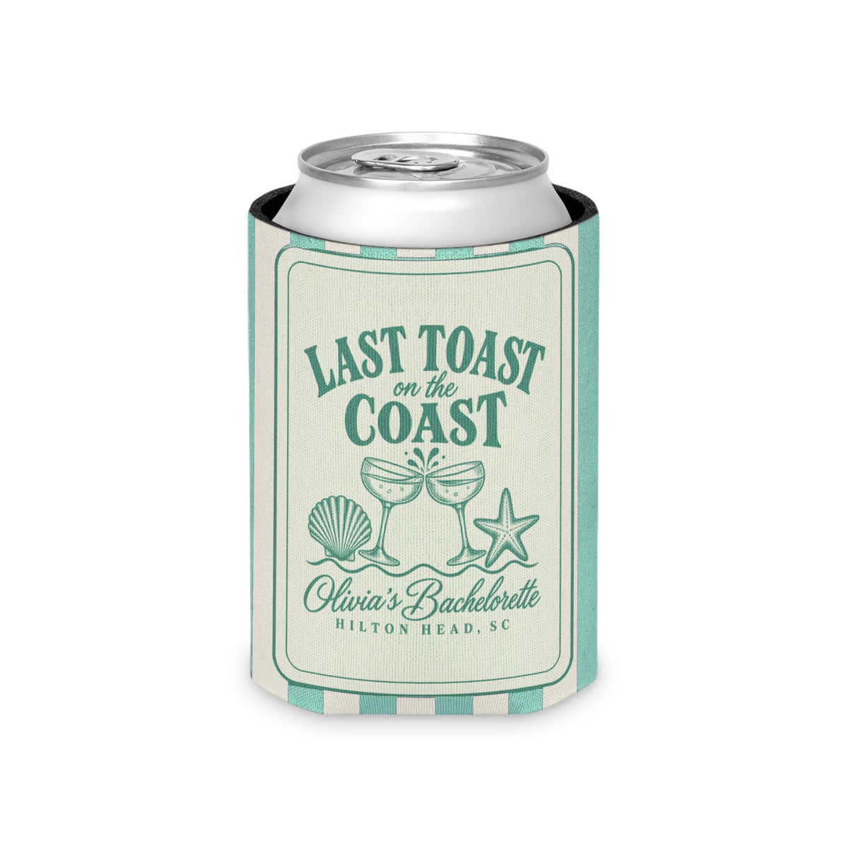 Last Toast On The Coast can cooler, Regular, Island Reef stripes