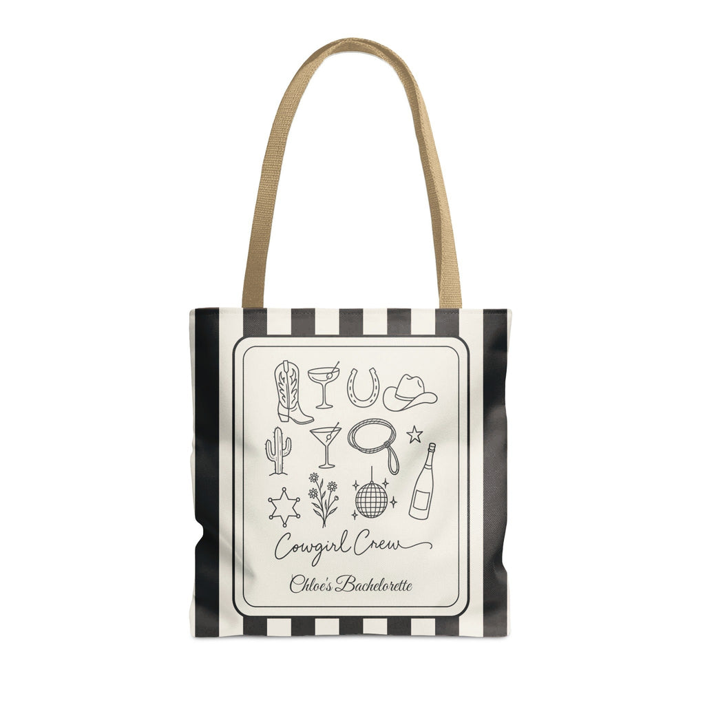Cowgirl Bride & Crew striped tote bag, Black
