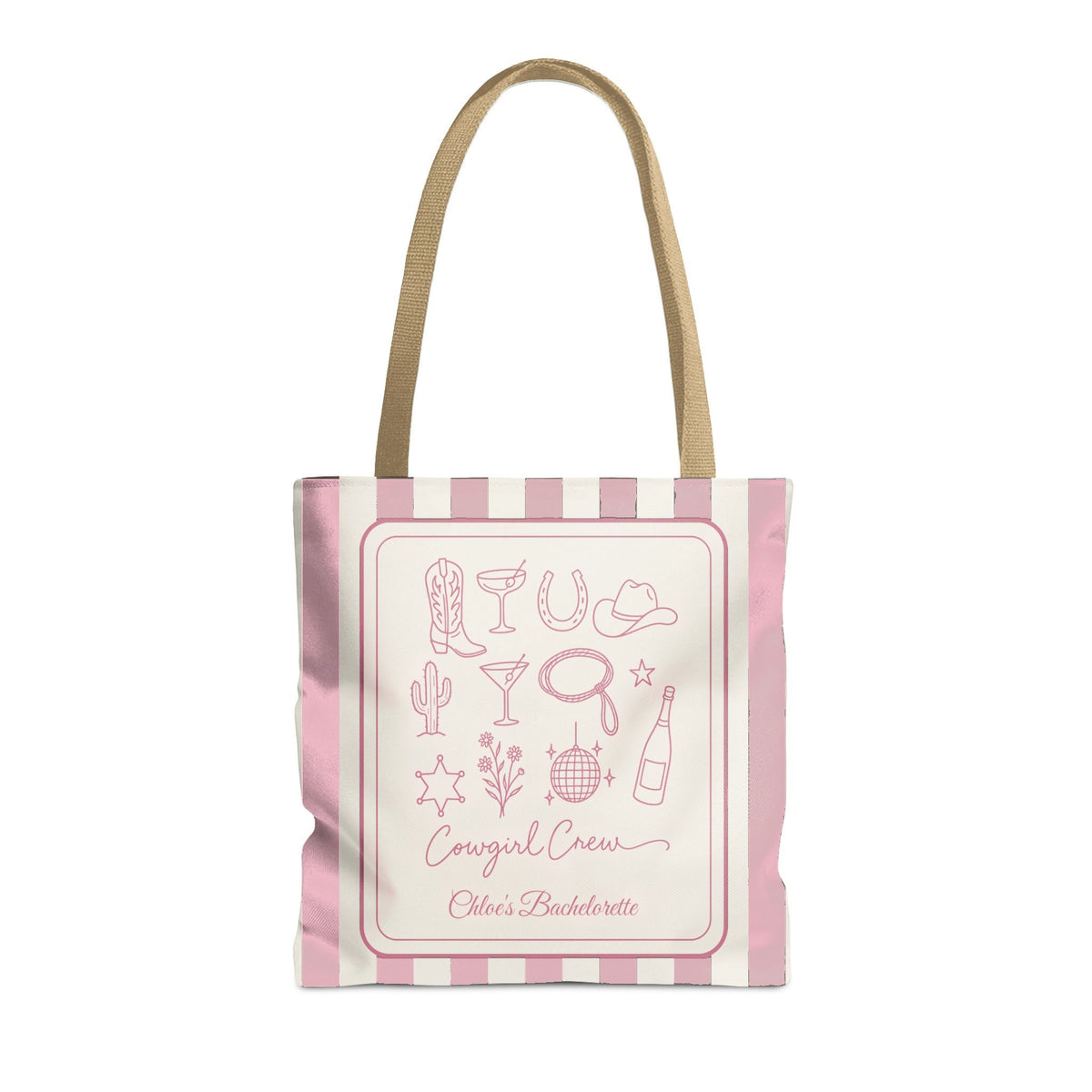 Cowgirl Bride & Crew striped tote bag, Blossom