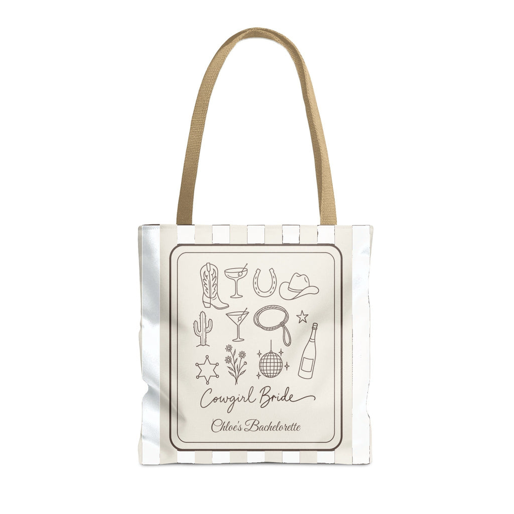 Cowgirl Bride & Crew striped tote bag, Bride