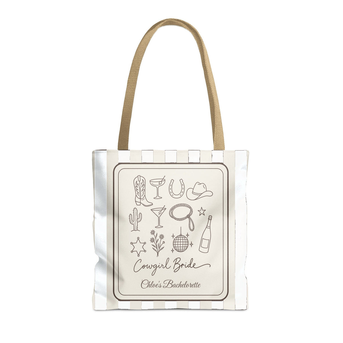 Cowgirl Bride & Crew striped tote bag, Bride