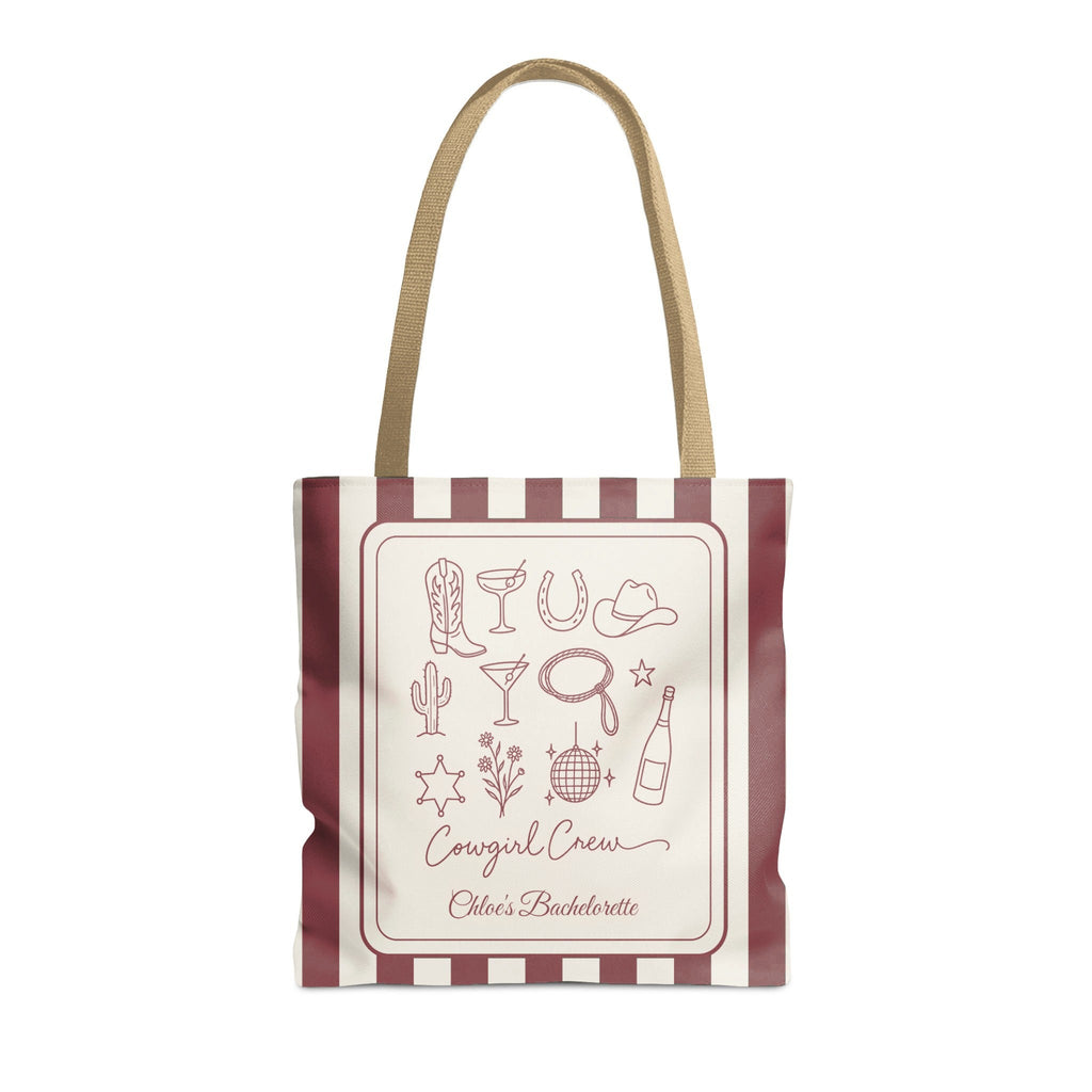 Cowgirl Bride & Crew striped tote bag, Chili