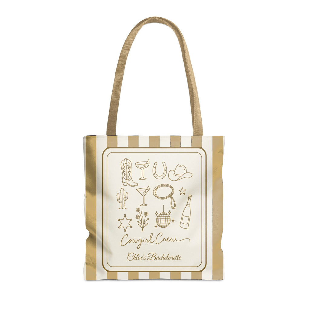 Cowgirl Bride & Crew striped tote bag, Mustard