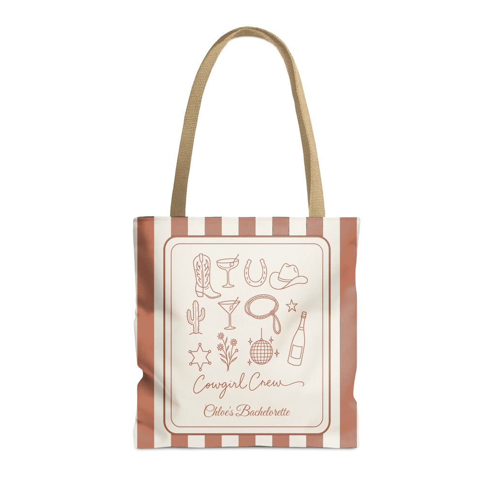 Cowgirl Bride & Crew striped tote bag, Terracotta
