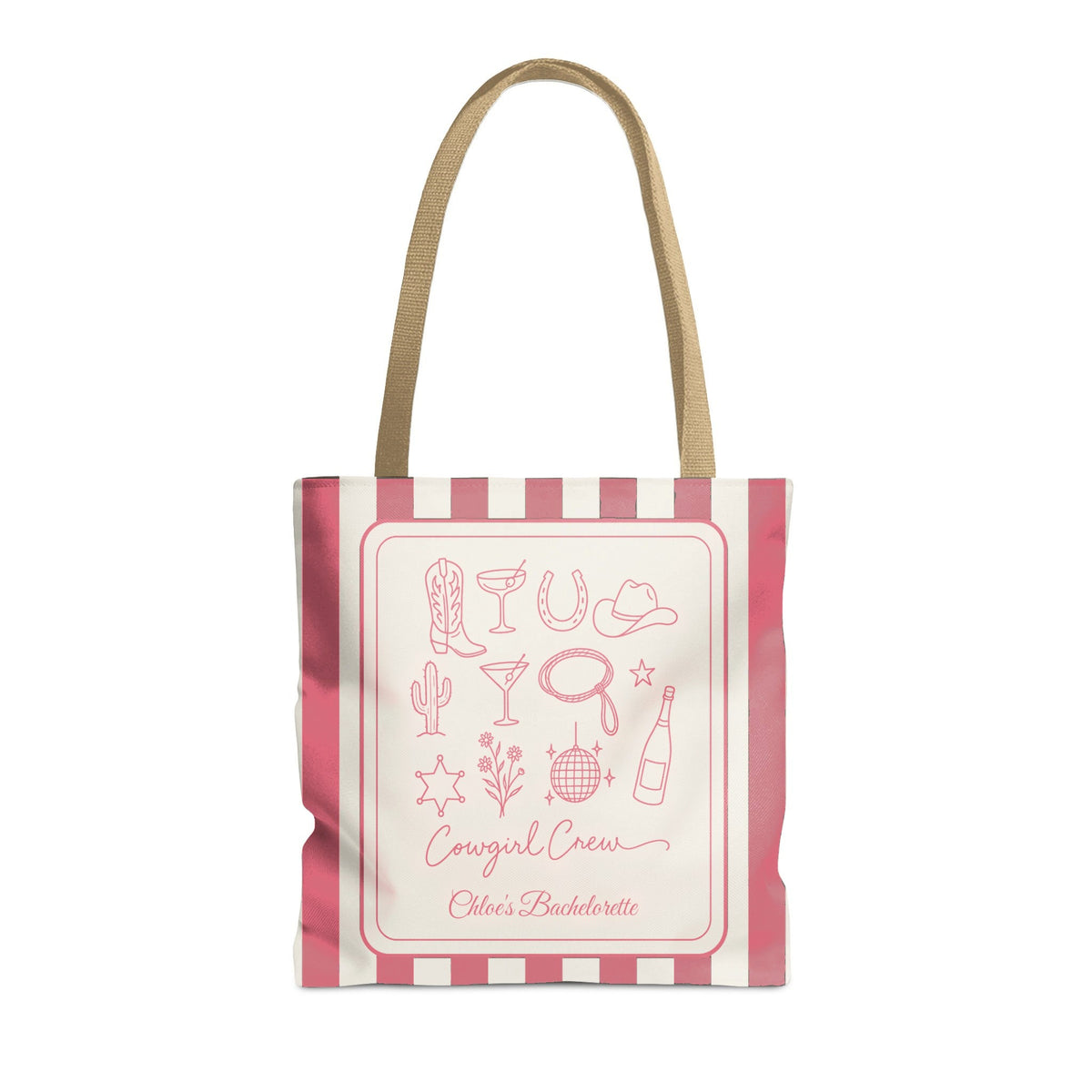Cowgirl Bride & Crew striped tote bag, Watermelon