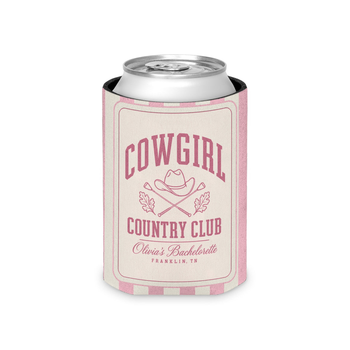 Cowgirl Country Club striped can cooler, Blossom