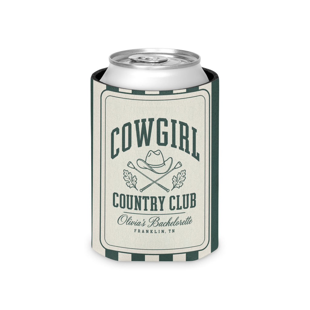 Cowgirl Country Club striped can cooler, Blue Spruce