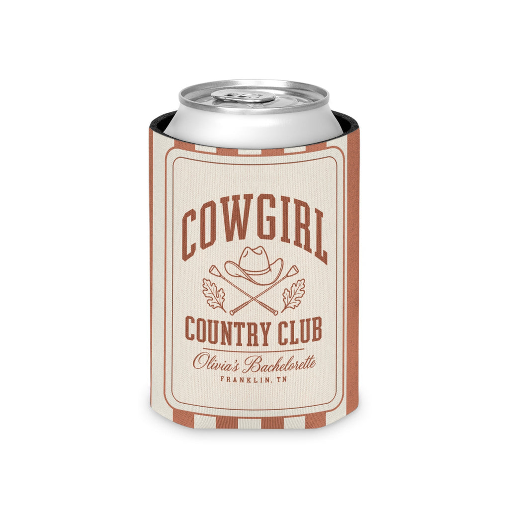 Cowgirl Country Club striped can cooler, Terracotta