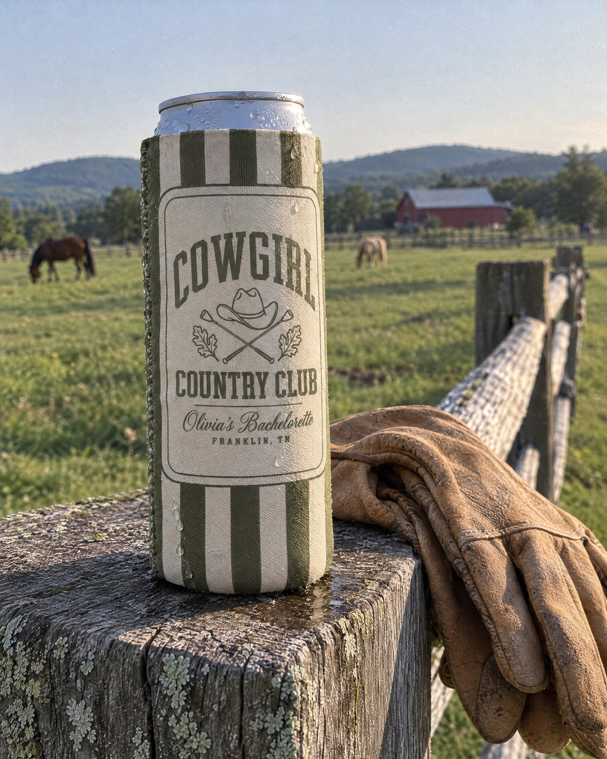 Cowgirl Country Club can coolers on a bachelorette trip with the crew