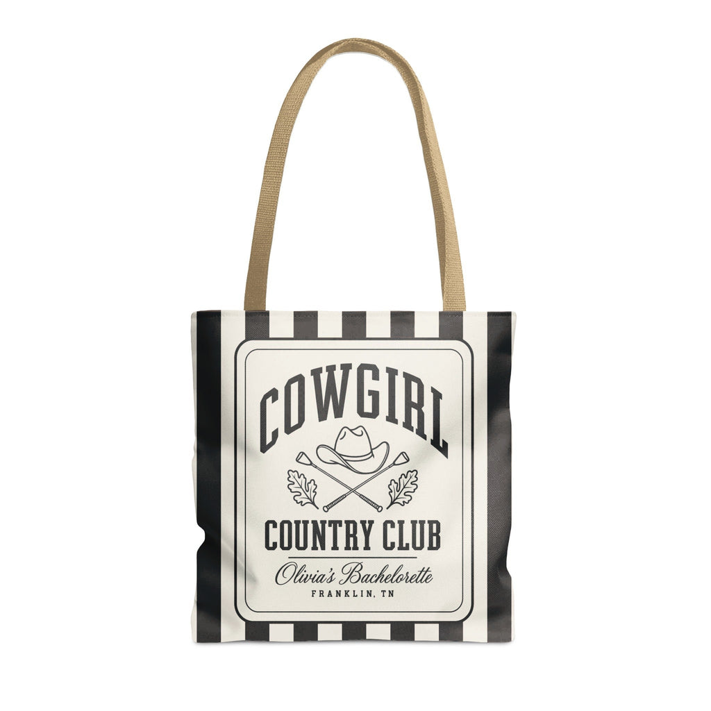Cowgirl Country Club striped tote bag, Black