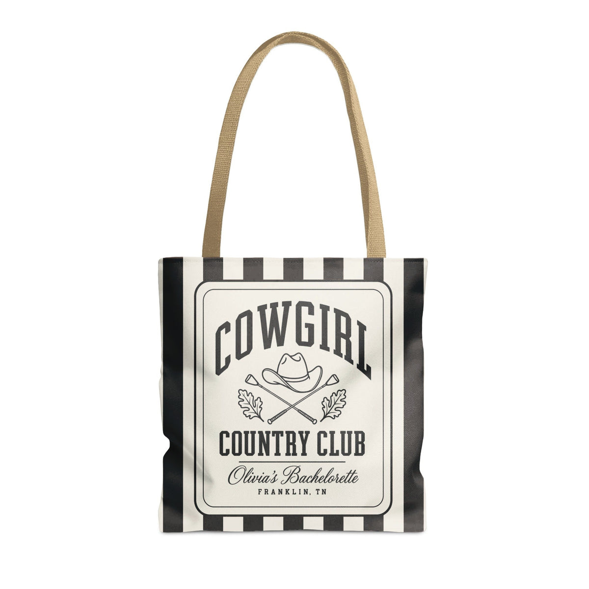 Cowgirl Country Club striped tote bag, Black