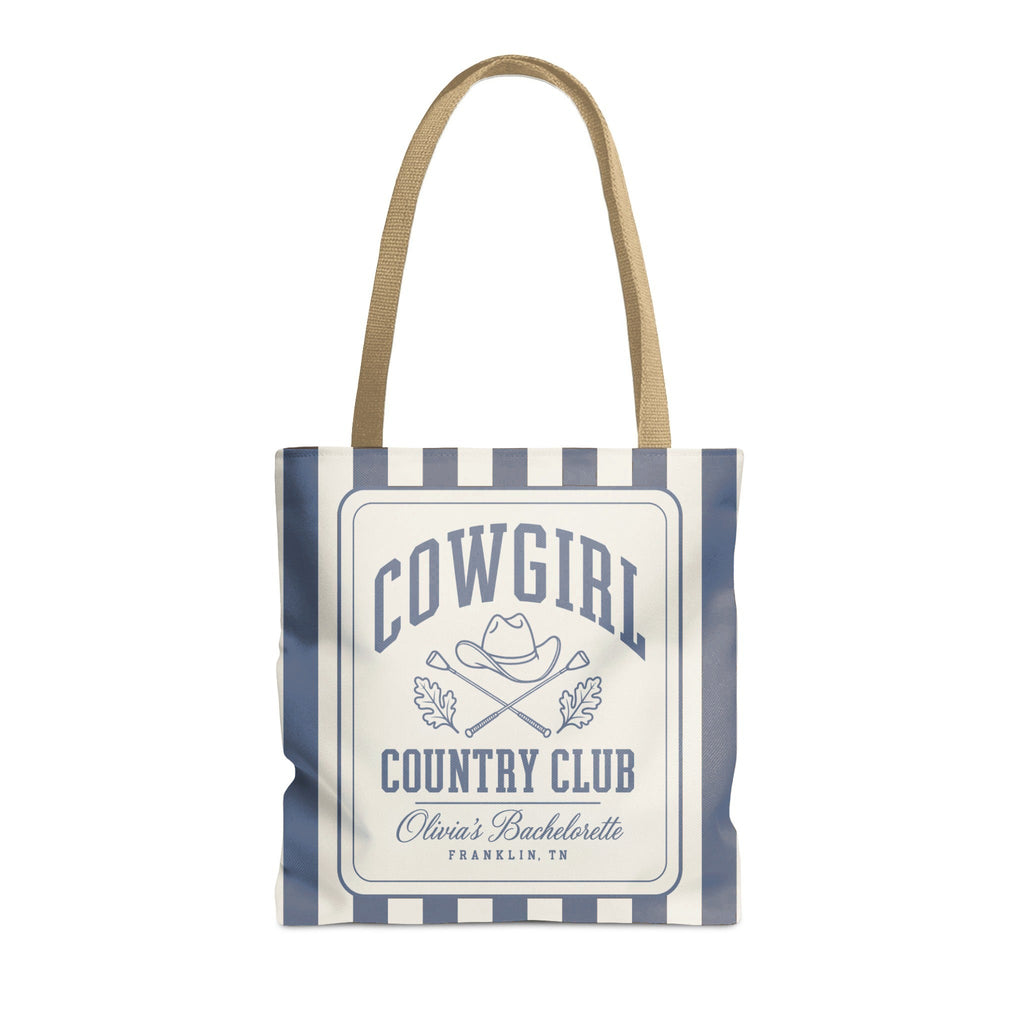 Cowgirl Country Club striped tote bag, Blue Jean