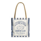 Cowgirl Country Club striped tote bag, Blue Jean