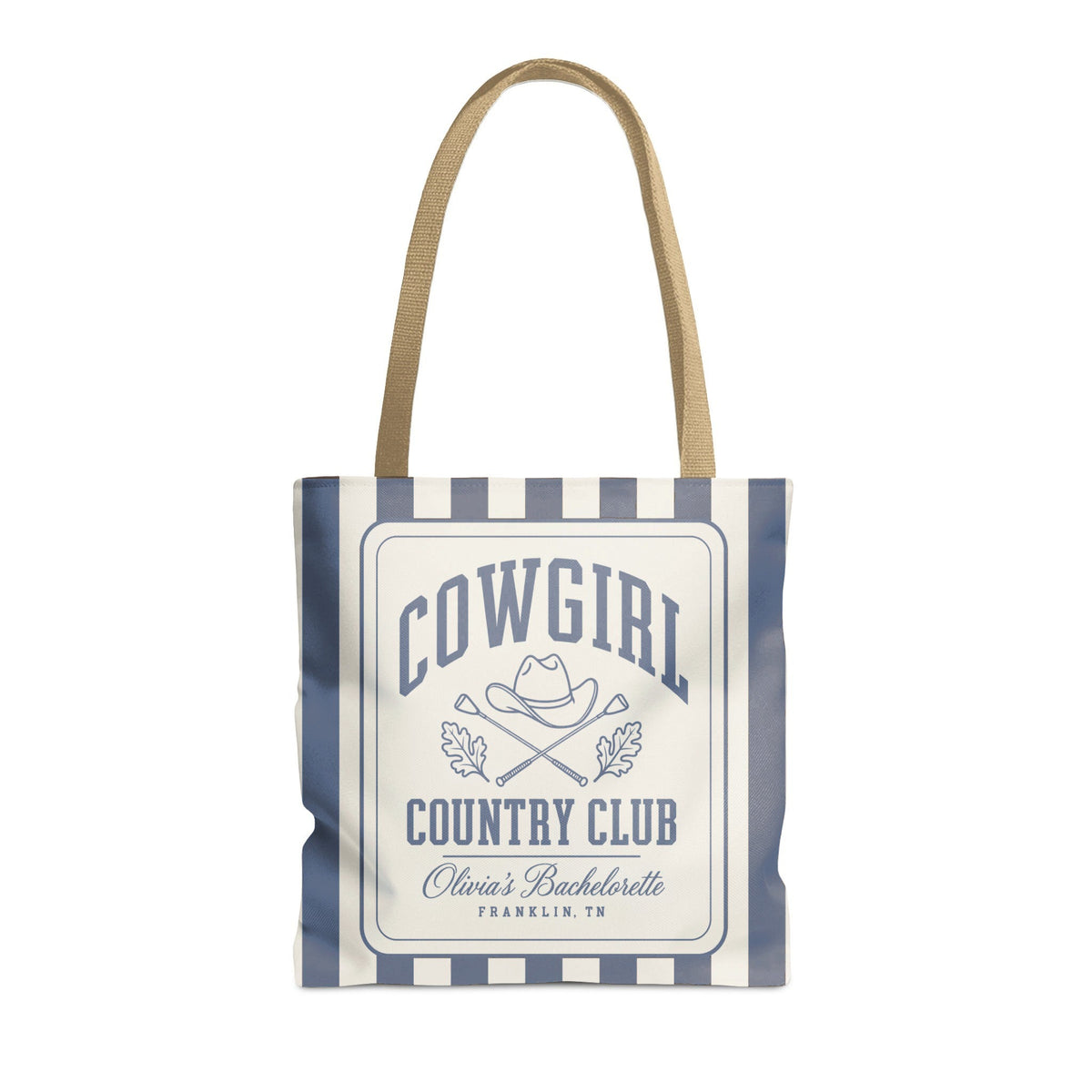 Cowgirl Country Club striped tote bag, Blue Jean