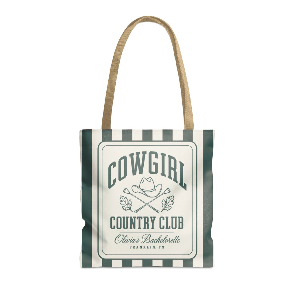 Cowgirl Country Club striped tote bag, Blue Spruce