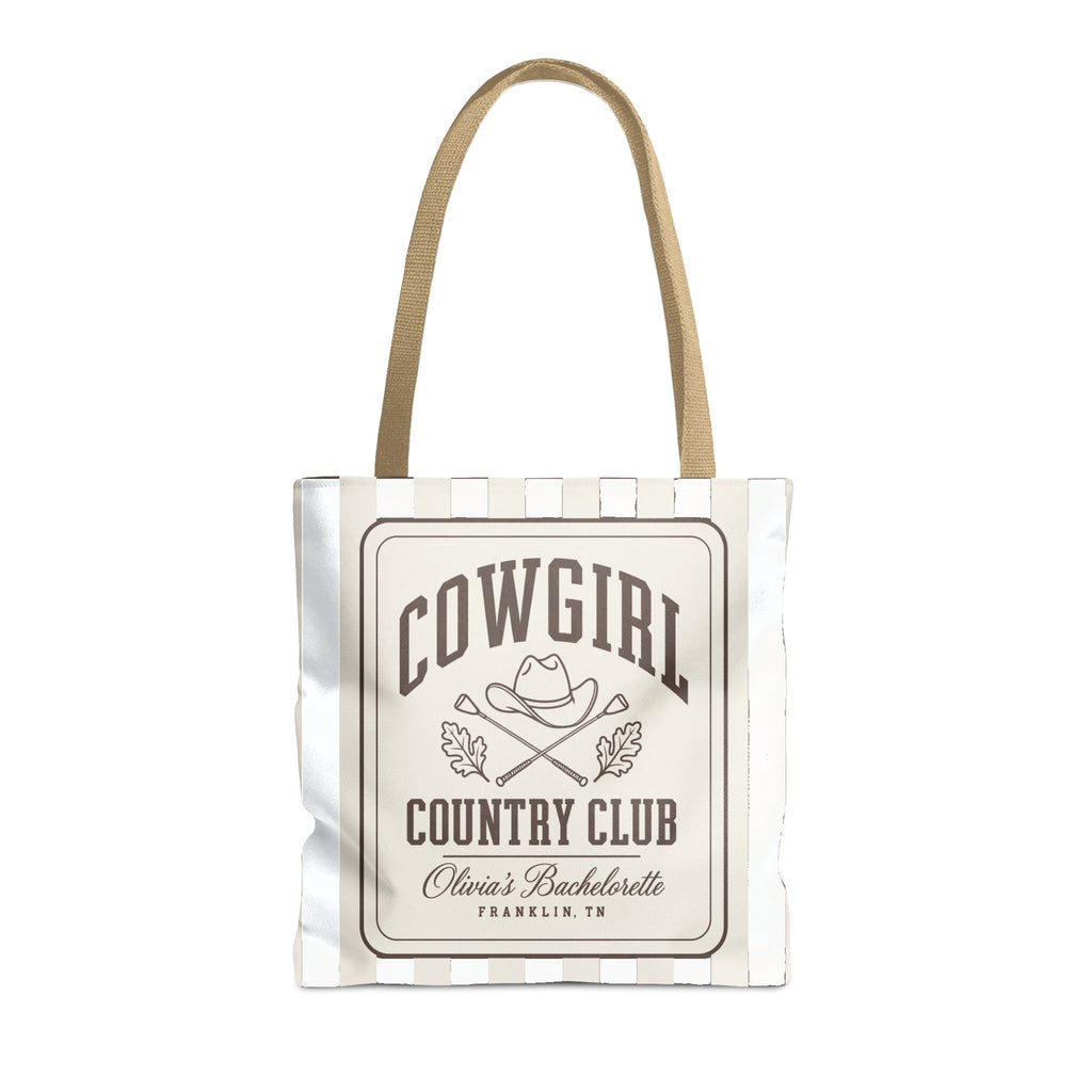 Cowgirl Country Club striped tote bag, Bride
