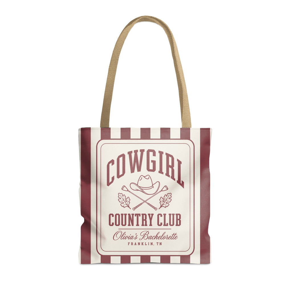 Cowgirl Country Club striped tote bag, Chili
