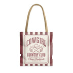 Cowgirl Country Club striped tote bag, Chili