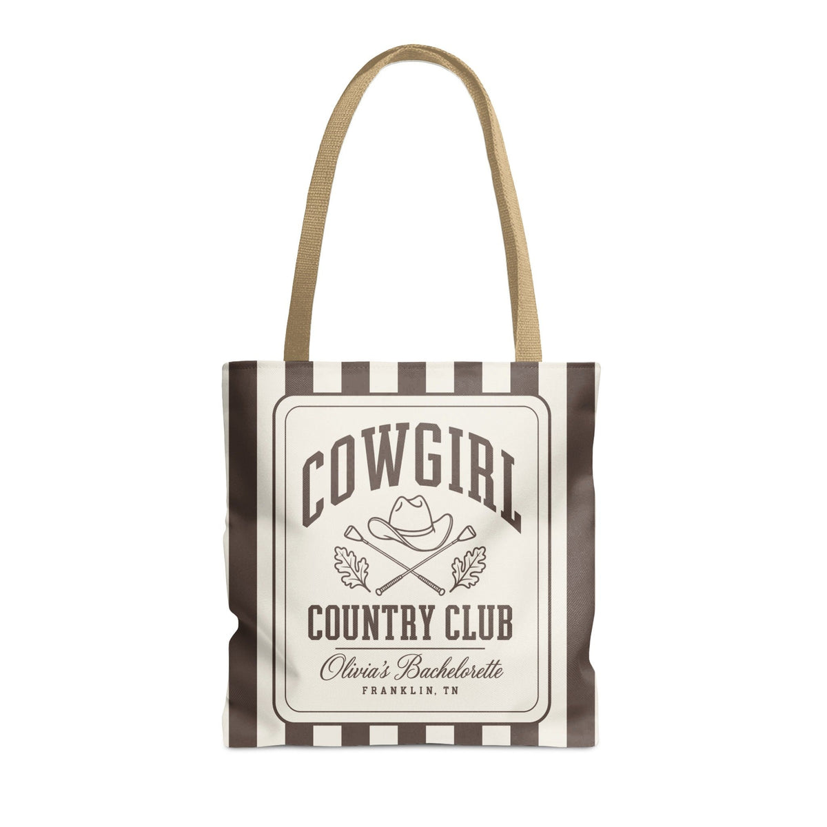 Cowgirl Country Club striped tote bag, Espresso