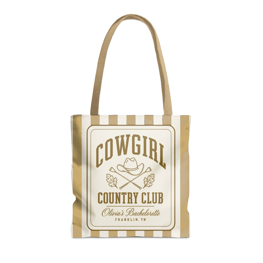Cowgirl Country Club striped tote bag, Mustard