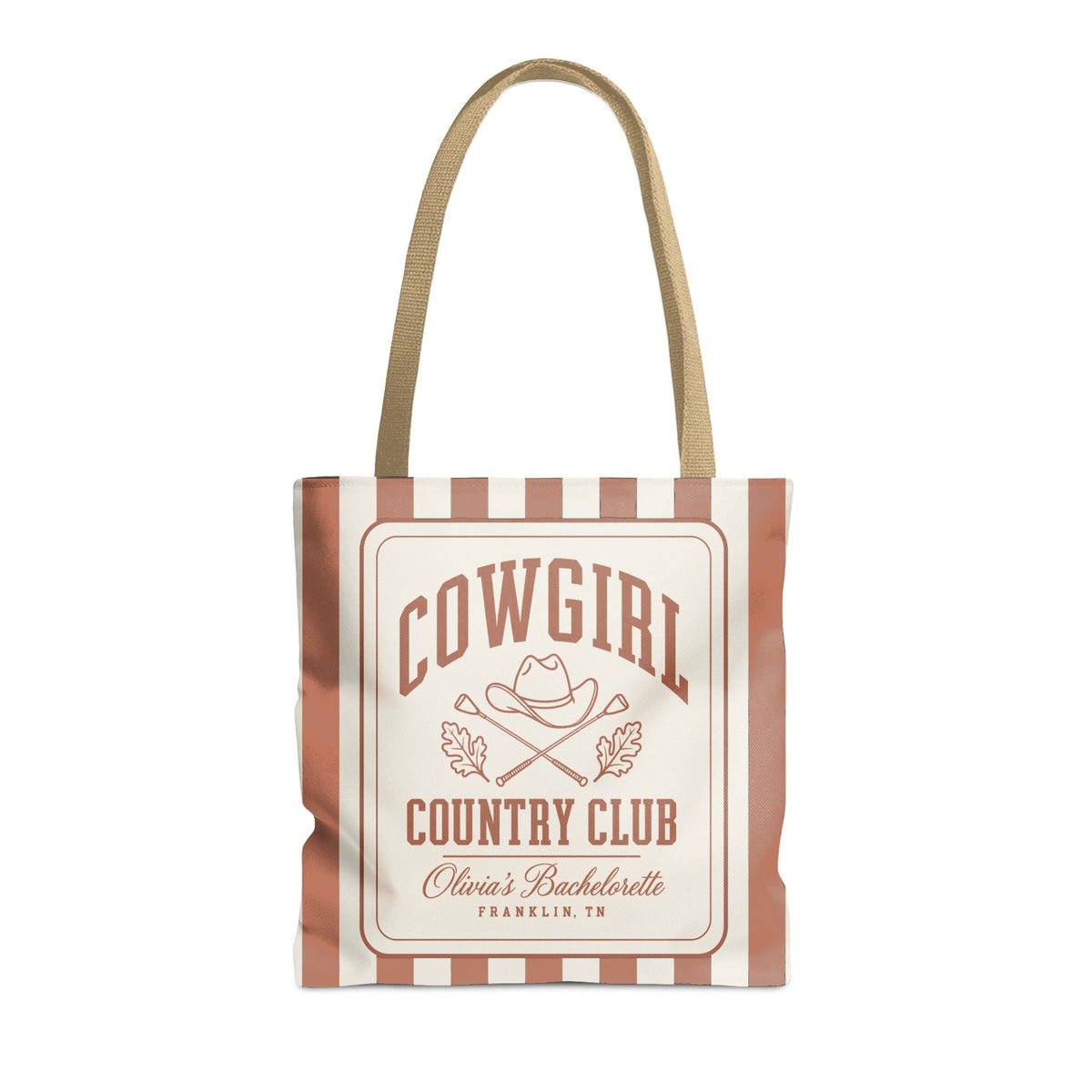 Cowgirl Country Club striped tote bag, Terracotta