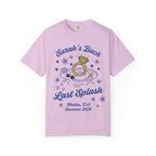 Pink t-shirt with "Sarah's Bach Last Splash" text and pool graphics.