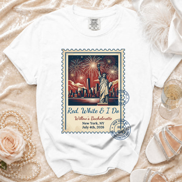 Red, White & I Do NYC Bachelorette T-Shirt in White