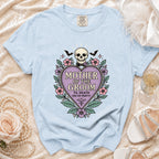 Light blue t-shirt with "Mother of the Groom 'Til Death (Do Us Party)" graphic.