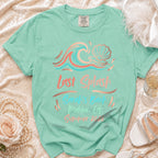 Mint green t-shirt with "Last Splash Malibu, CA Summer 2023" graphic.