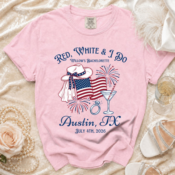 Red, White & I Do Celebration T-Shirt in Blossom