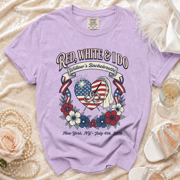 Red, White & I Do Bachelorette T-Shirt in Orchid
