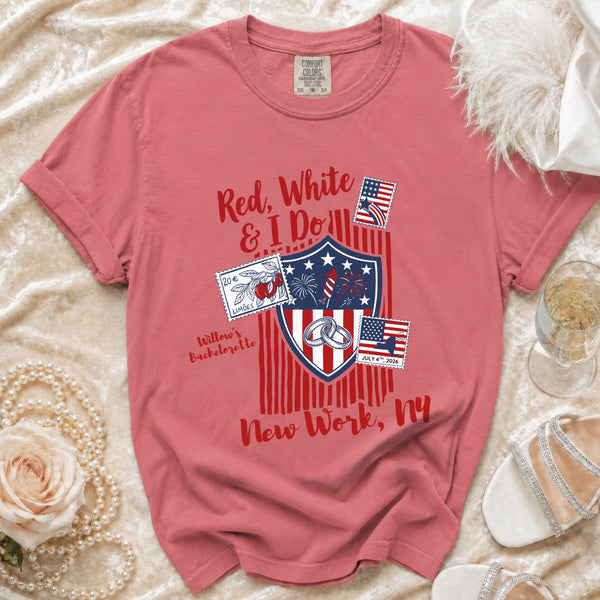 4th of July Red, White & I Do T-shirt in Watermelon