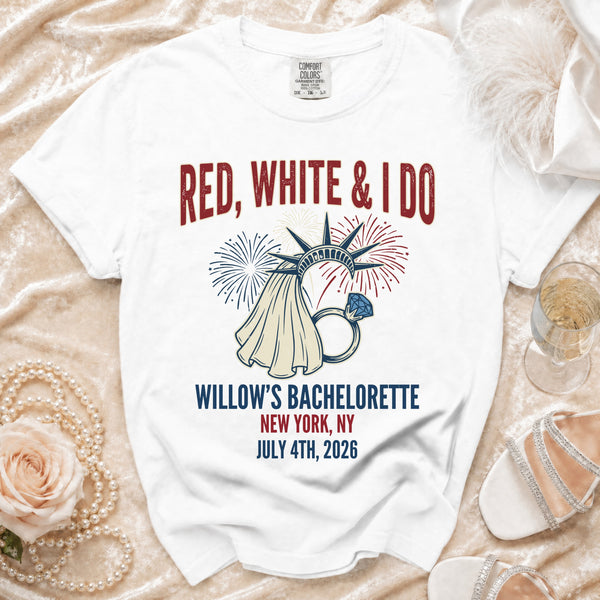 Red, White & I Do Bachelorette T-Shirt in White