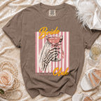 T-shirt with "Bride Club" graphic and skeleton hand holding a drink.