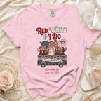 Bachelorette t-shirt with patriotic bride and bridesmaids on bus, "Willow's Bachelorette" text.
