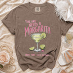 T-shirt with "This Girl Needs a Margarita" and "Bride Tribe" text, featuring a margarita.