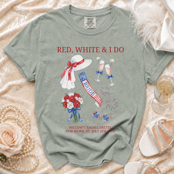 Red, White & I Do Bachelorette T-Shirt in Bay